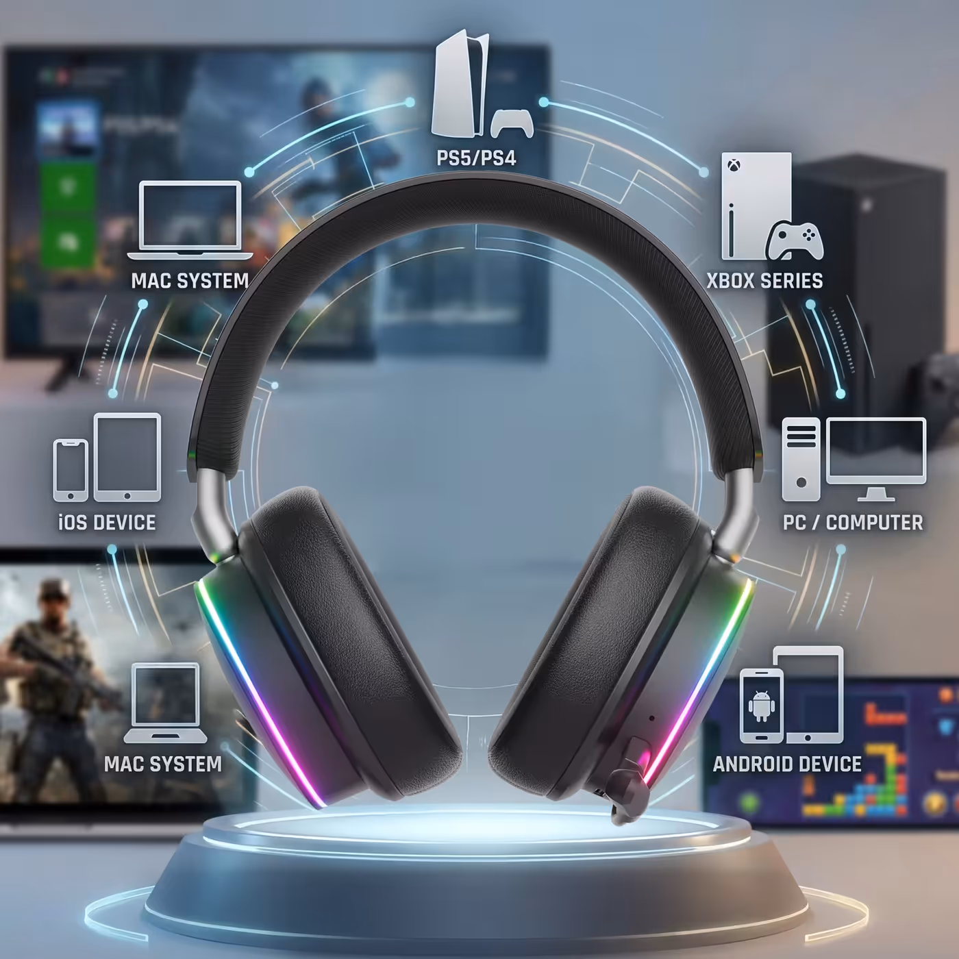 MARVO Pulz 90W ergonomic over-ear headset for multiple gaming platforms