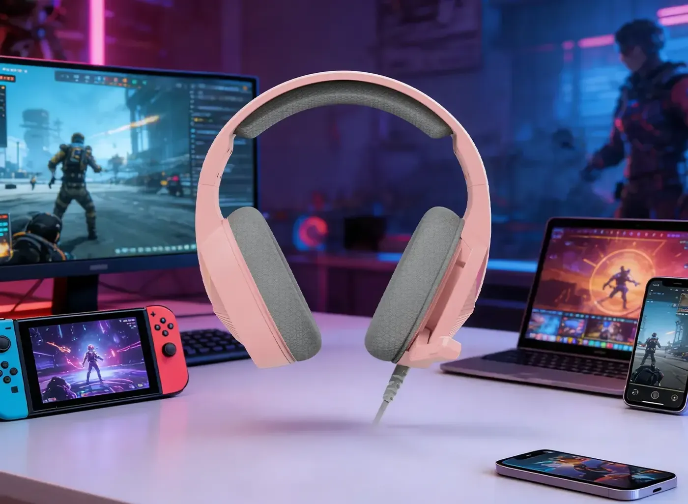 Marvo TACTIC 40 headphones with microphone, wire, pink, 2.0, backlighted, USB 12 Comfortable MARVO Tactic 40 headset with adjustable headband and lightweight design