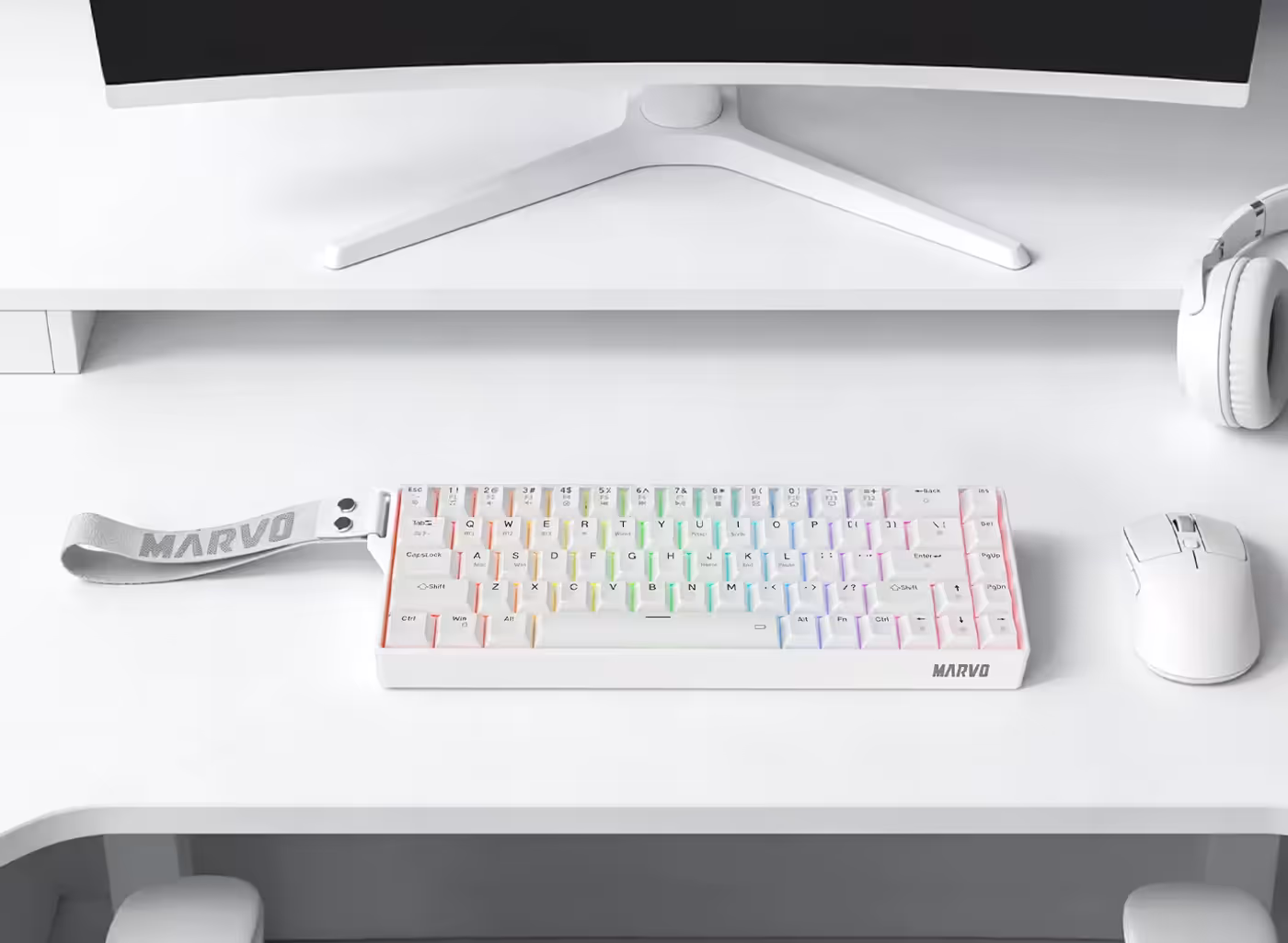 Compact 65 percent layout keyboard showing increased desk space for mouse movement