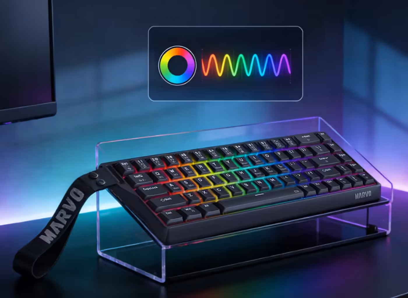 Mechanical gaming keyboard with 13 dynamic and customizable RGB lighting modes