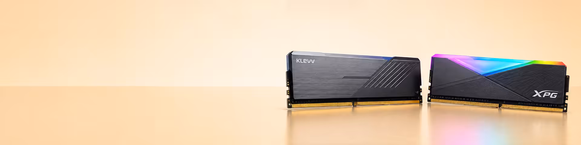 Desktop memory modules with heat spreaders seated in a motherboard