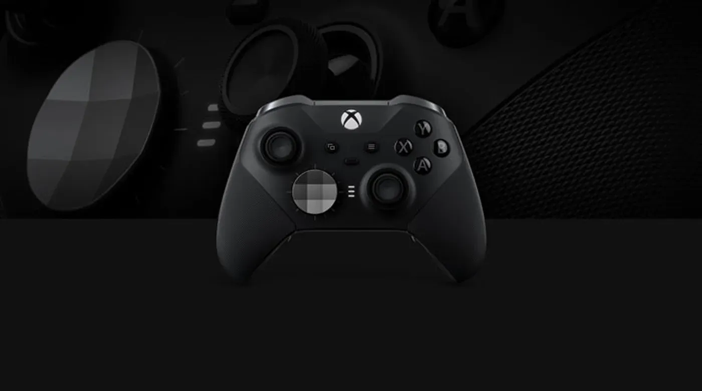 Microsoft Xbox Elite Wireless Controller Series 2 with adjustable-tension thumbsticks and rubberized grips