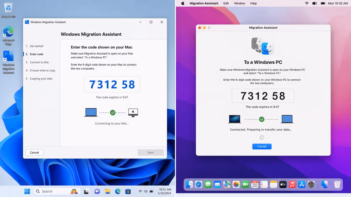 Migration Assistant in progress