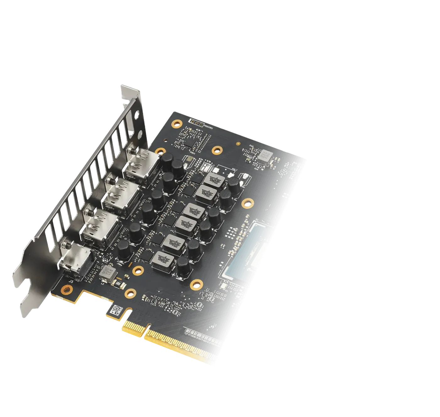 Close-up of circuit board highlighting military-grade TUF components and layout