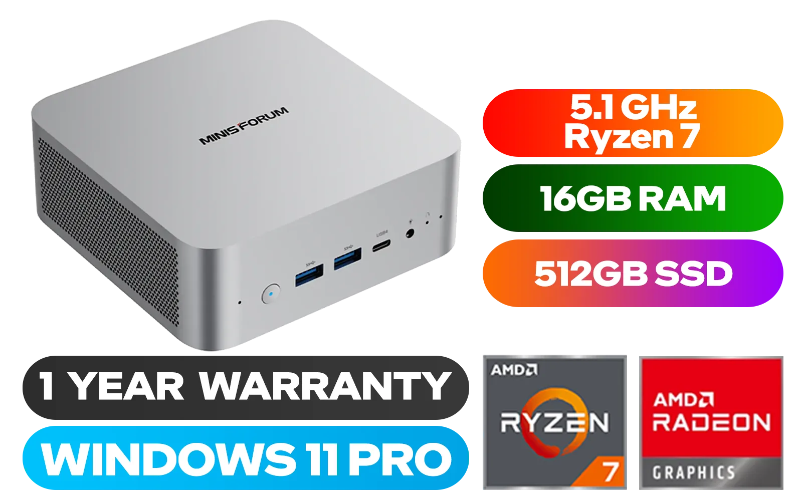 MINISFORUM AI X1 255 Ryzen 7 Mini PC - Image 1