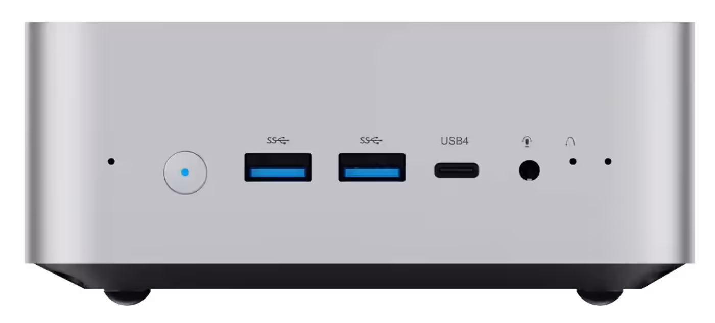 Side view of Mini PC with Ryzen 7 CPU - Front ports