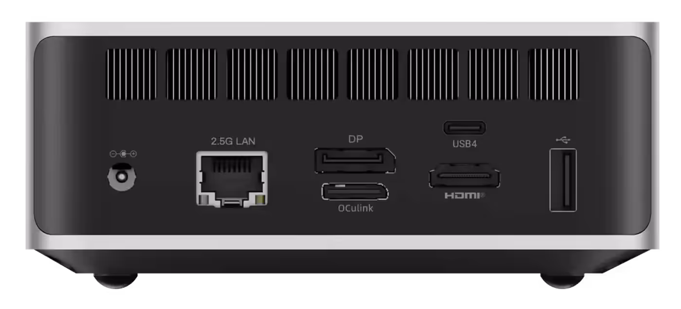 Rear view of Mini PC showing connectivity ports