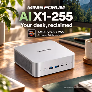 MINISFORUM AI X1-255 Mini PC — Ryzen 7, 16GB DDR5, 512GB SSD - image 2