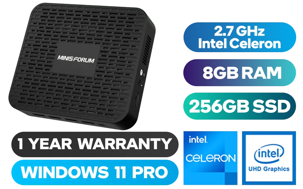 MINISFORUM GK41 Mini PC – 8GB DDR4, 256GB SSD, 4K Outputs | Evetech