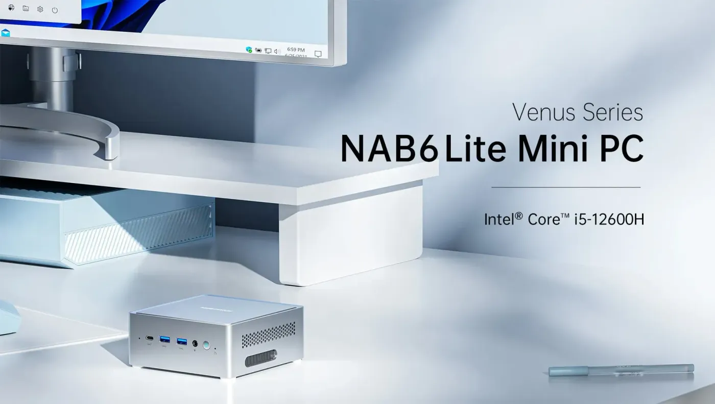 MINISFORUM NAB6 Lite Mini PC Front View - Compact and Powerful Desktop