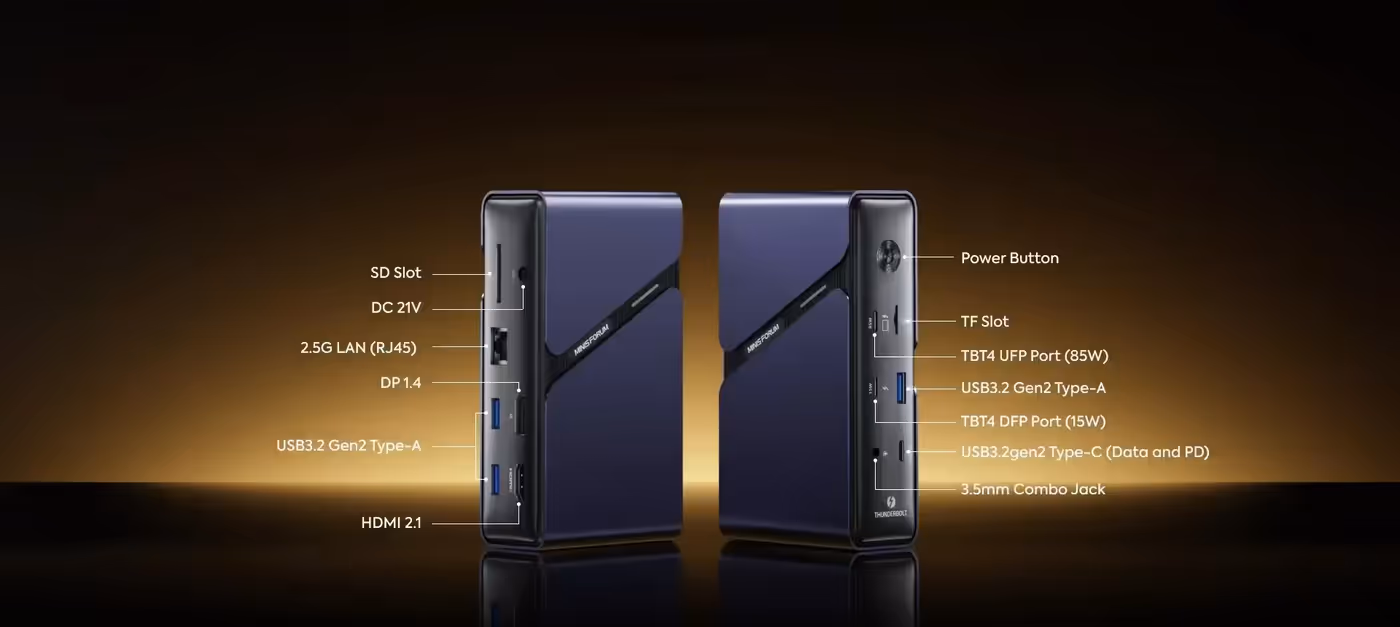 MINISFORUM TB4-01 dock with its high-speed ports in view