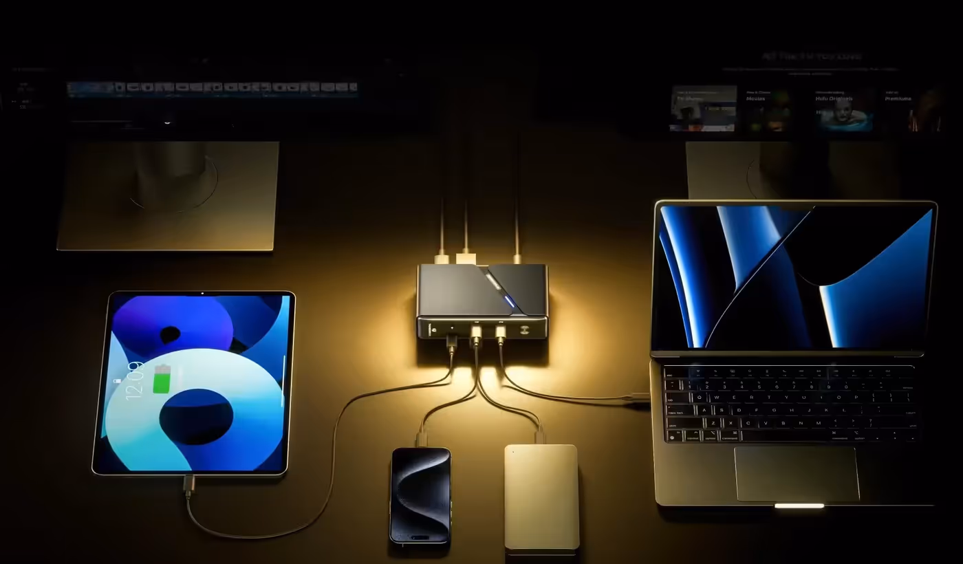 MINISFORUM TB4-01 dock supporting multiple 4K monitors