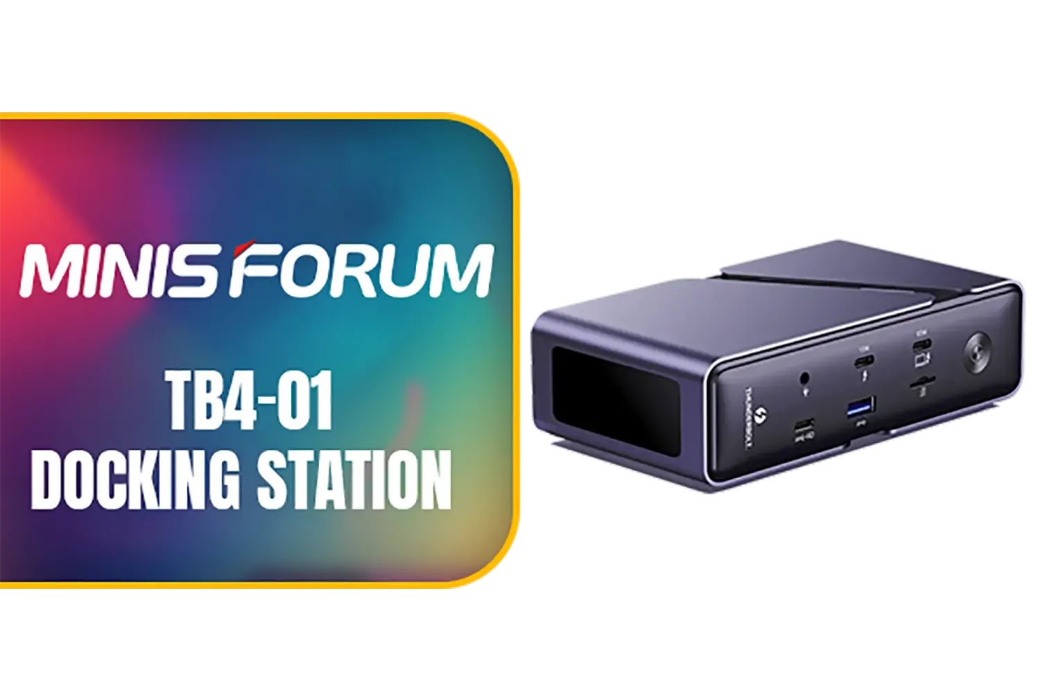 MINISFORUM TB4-01 Docking Station with Thunderbolt 4, Enclosure with Intel JHL 8440 Thunderbolt 4 Controller, DP1.4 | HDMI2.1 |TB4 Video Output | 3xUSB-A |1xRJ45 Dock Station / TB4-01