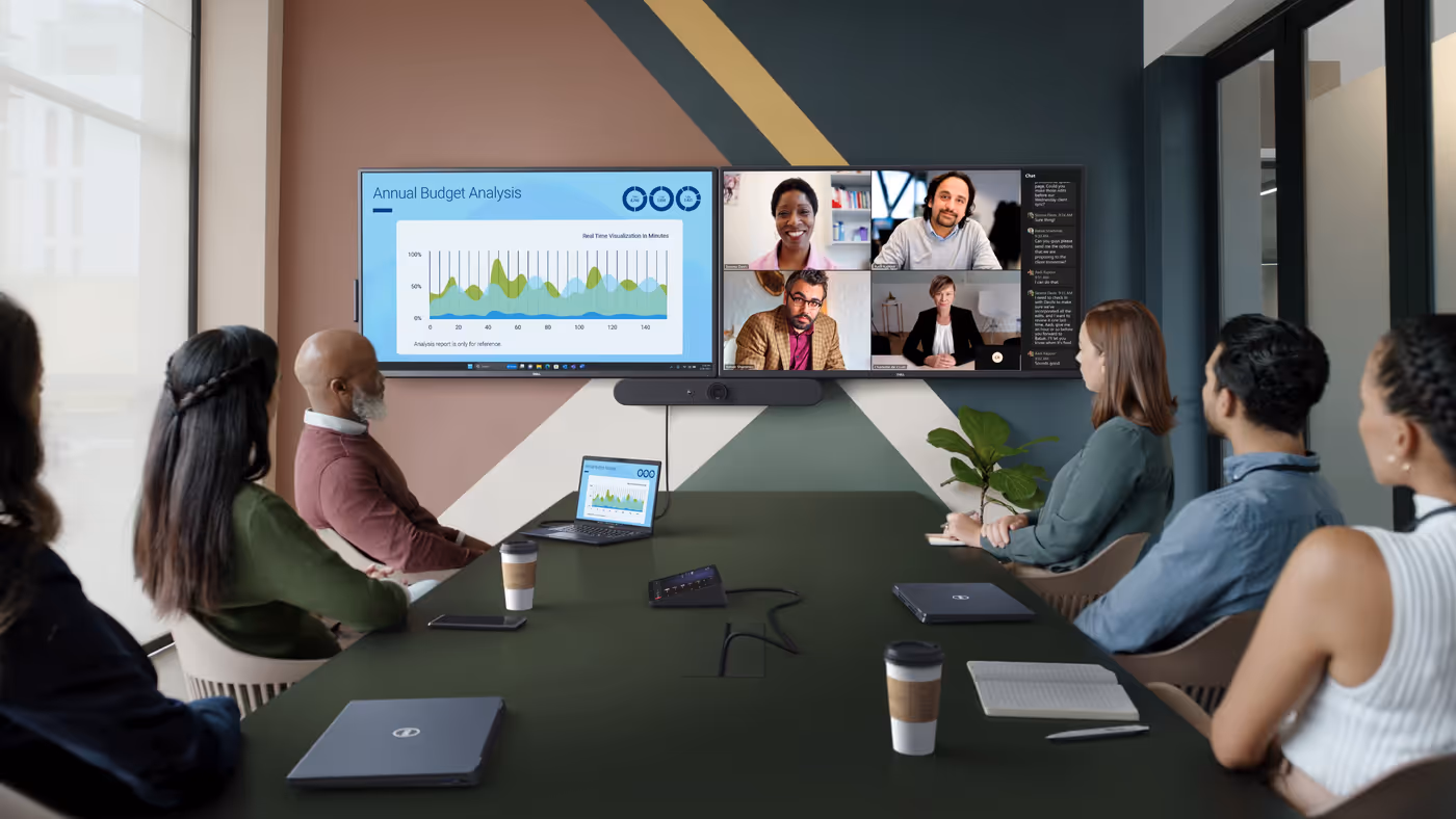 Dell monitor showcasing USB-C power delivery, dual 4K daisy chaining, and multiple connectivity ports