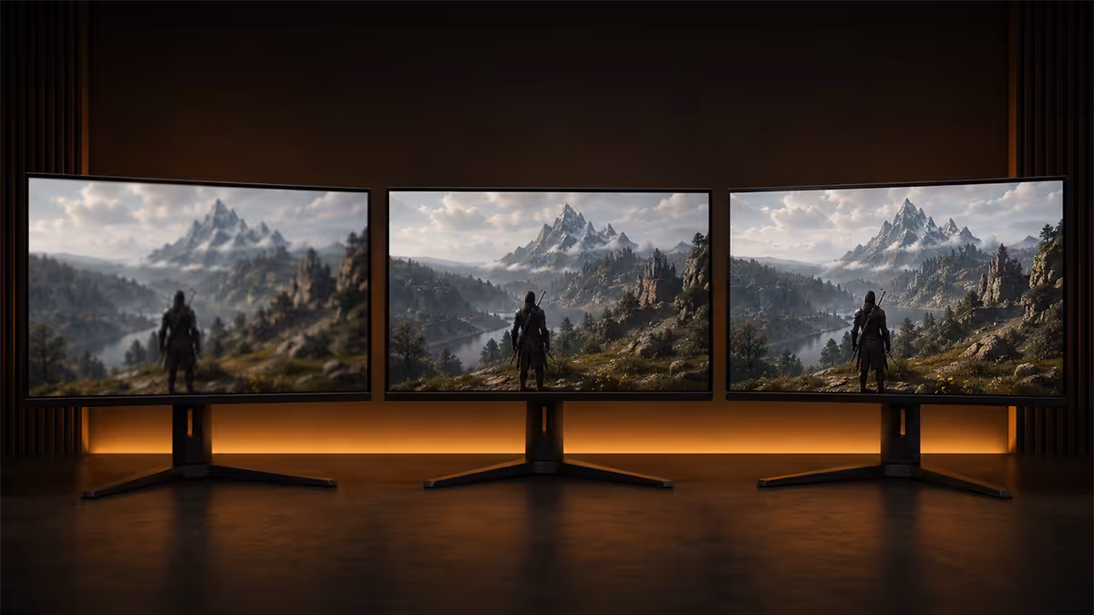 1080p vs 1440p vs 4K sharpness comparison across three monitors