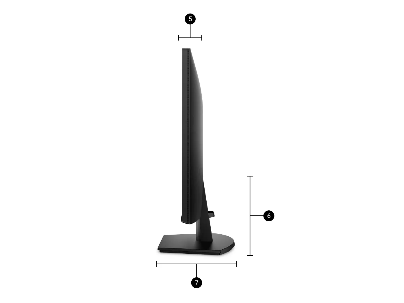 Diagram showing the physical dimensions and weight specifications of the monitor
