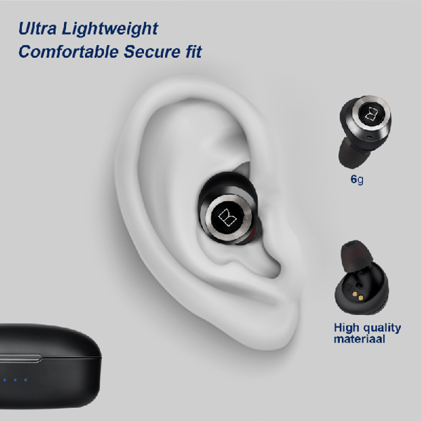 Monster AirLinks earbuds with the included ear tips and accessories