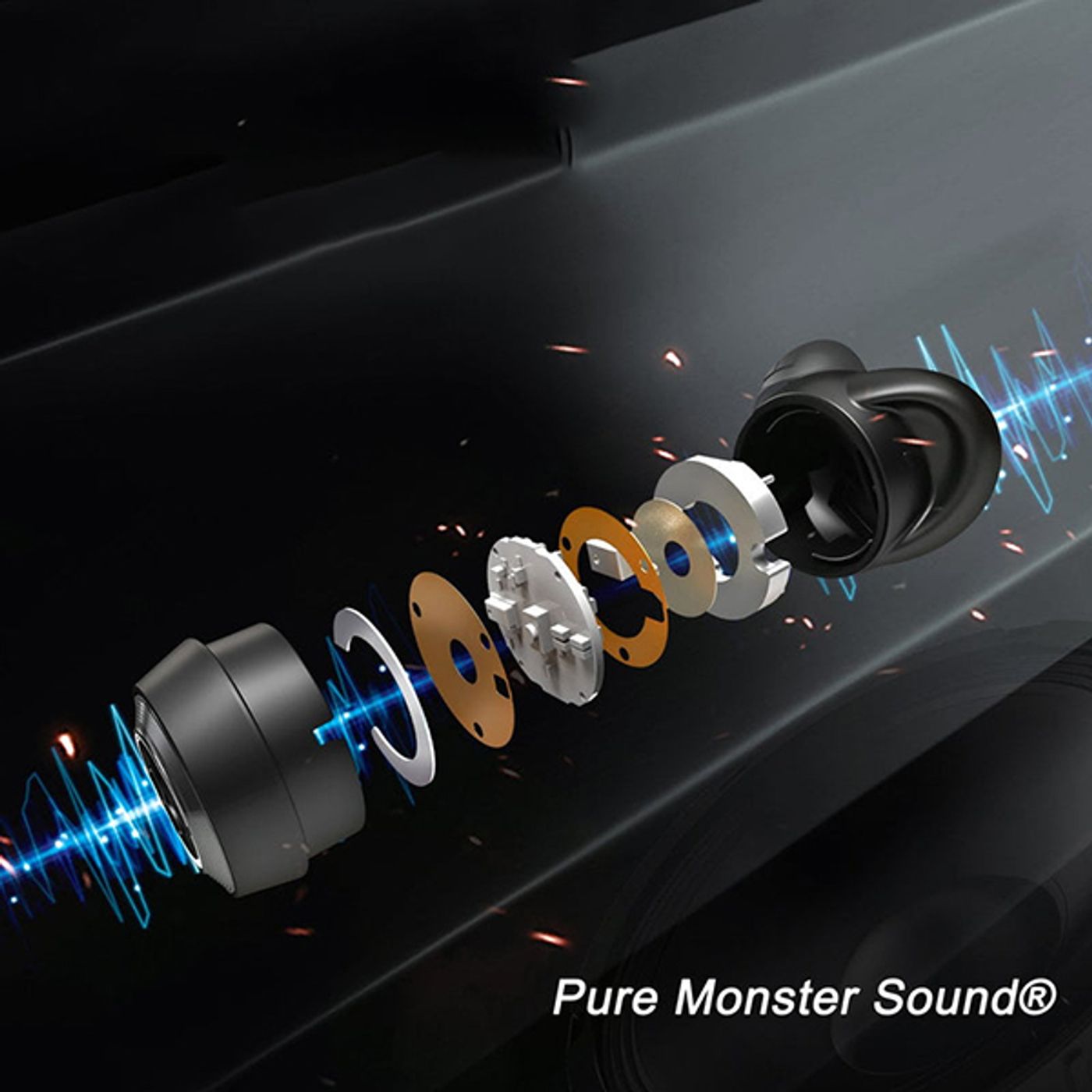 Cutaway view of the 6mm dynamic driver inside a Monster AirLinks earbud