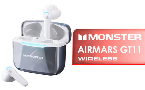 Monster Airmars GT11 True Wireless Headphones Silver Monster Airmars GT11 True Wireless Headphones Silver - Image 1