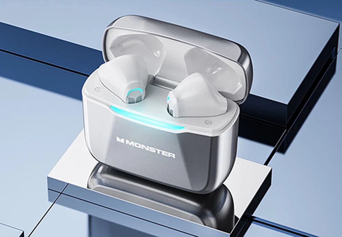 Aluminium alloy charging case for the Monster Airmars GT11 in silver