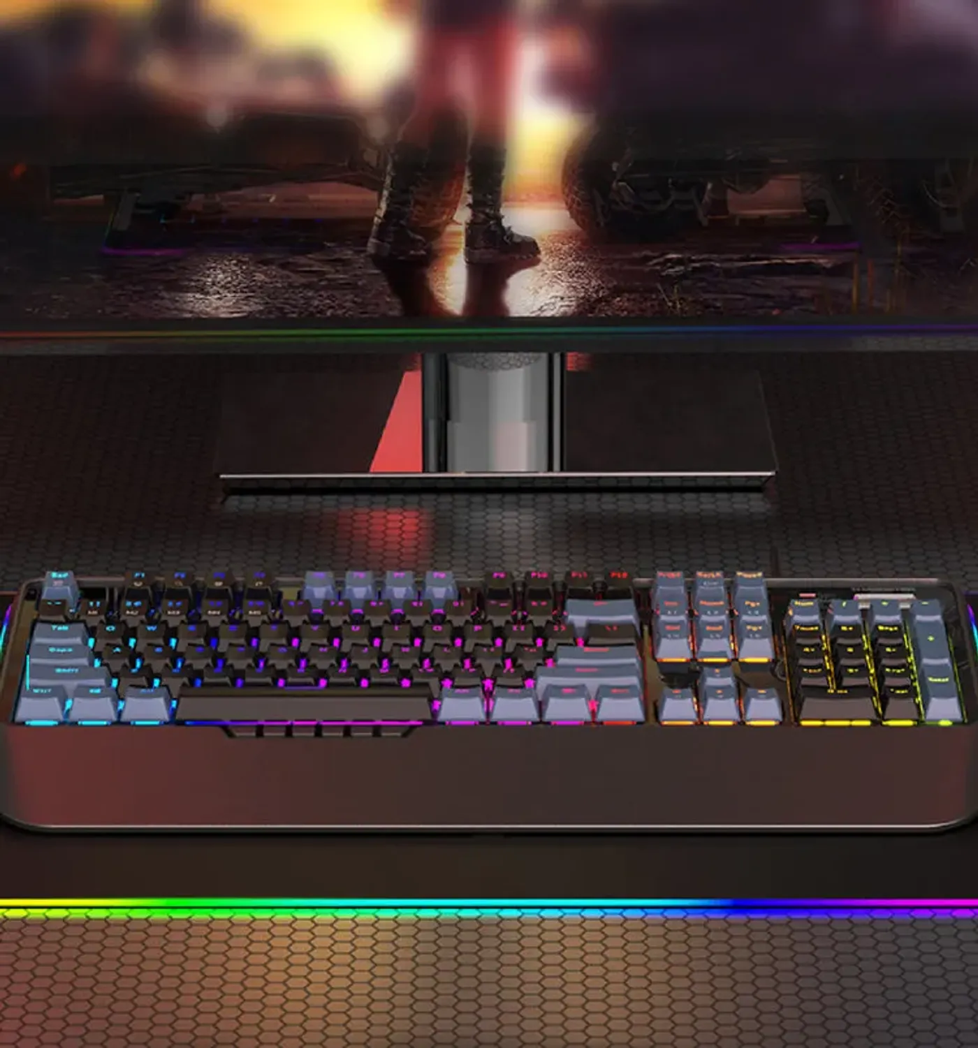 Monster Optical Mechanical switch detail on the Airmars KMH7 keyboard