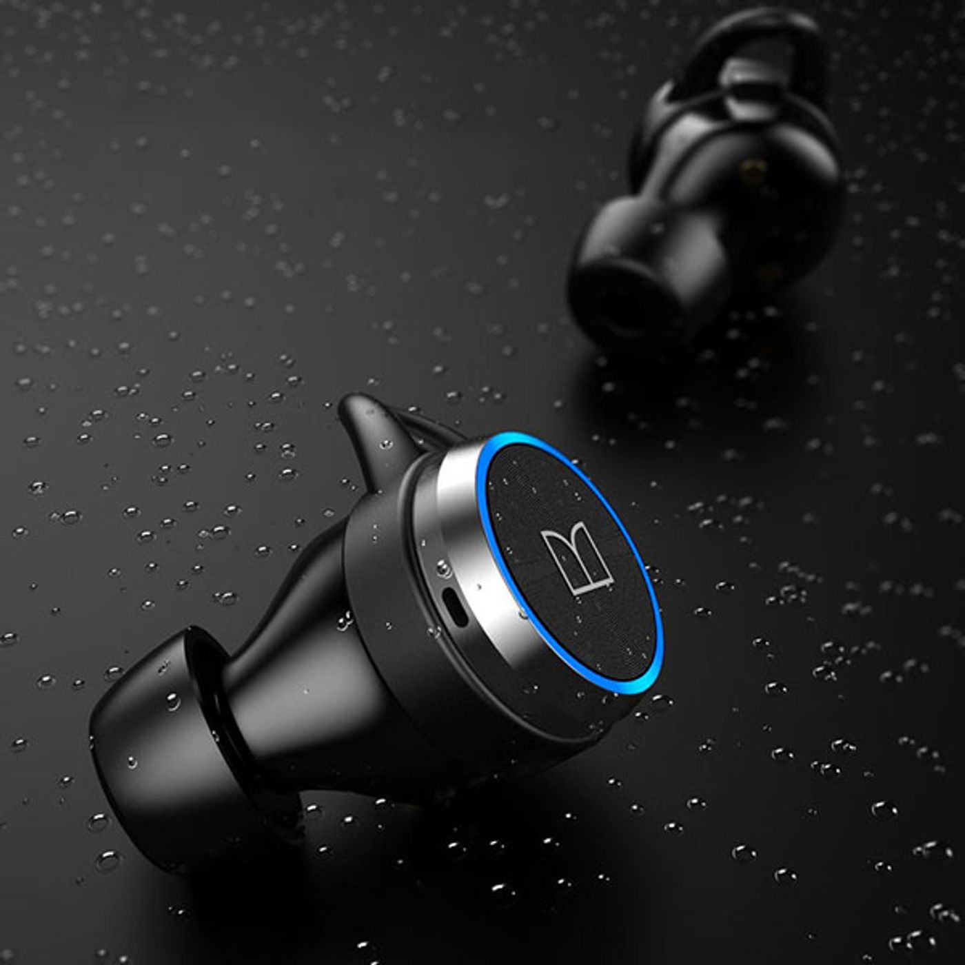 Monster Clarity 101 AirLinks earbuds seated in their magnetic charging case