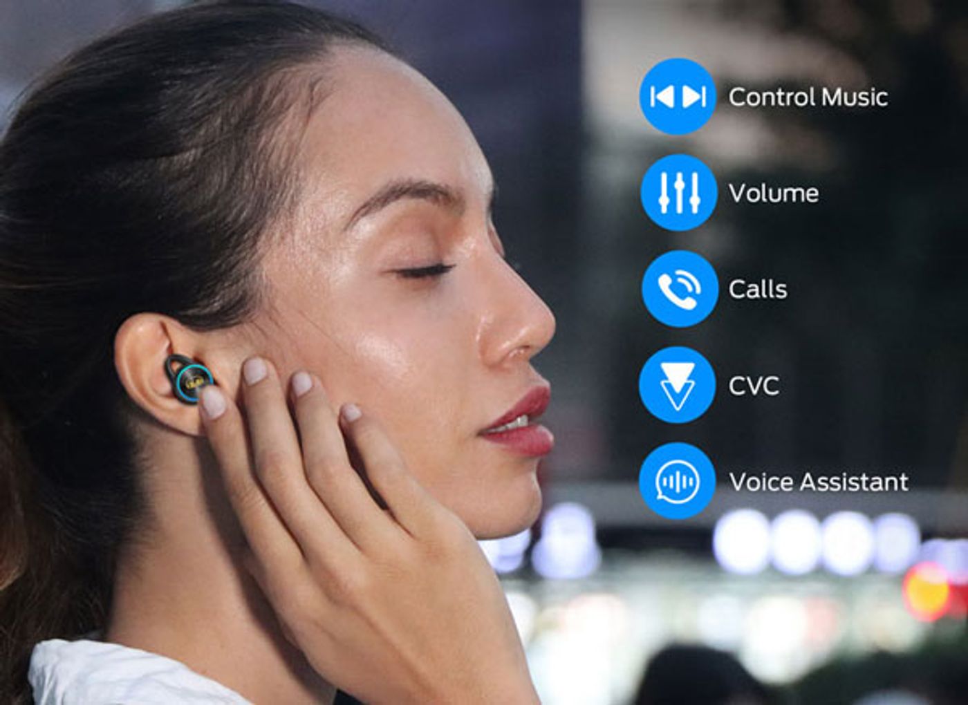 Touch control surface of the Monster Clarity 101 Plus AirLinks earbud