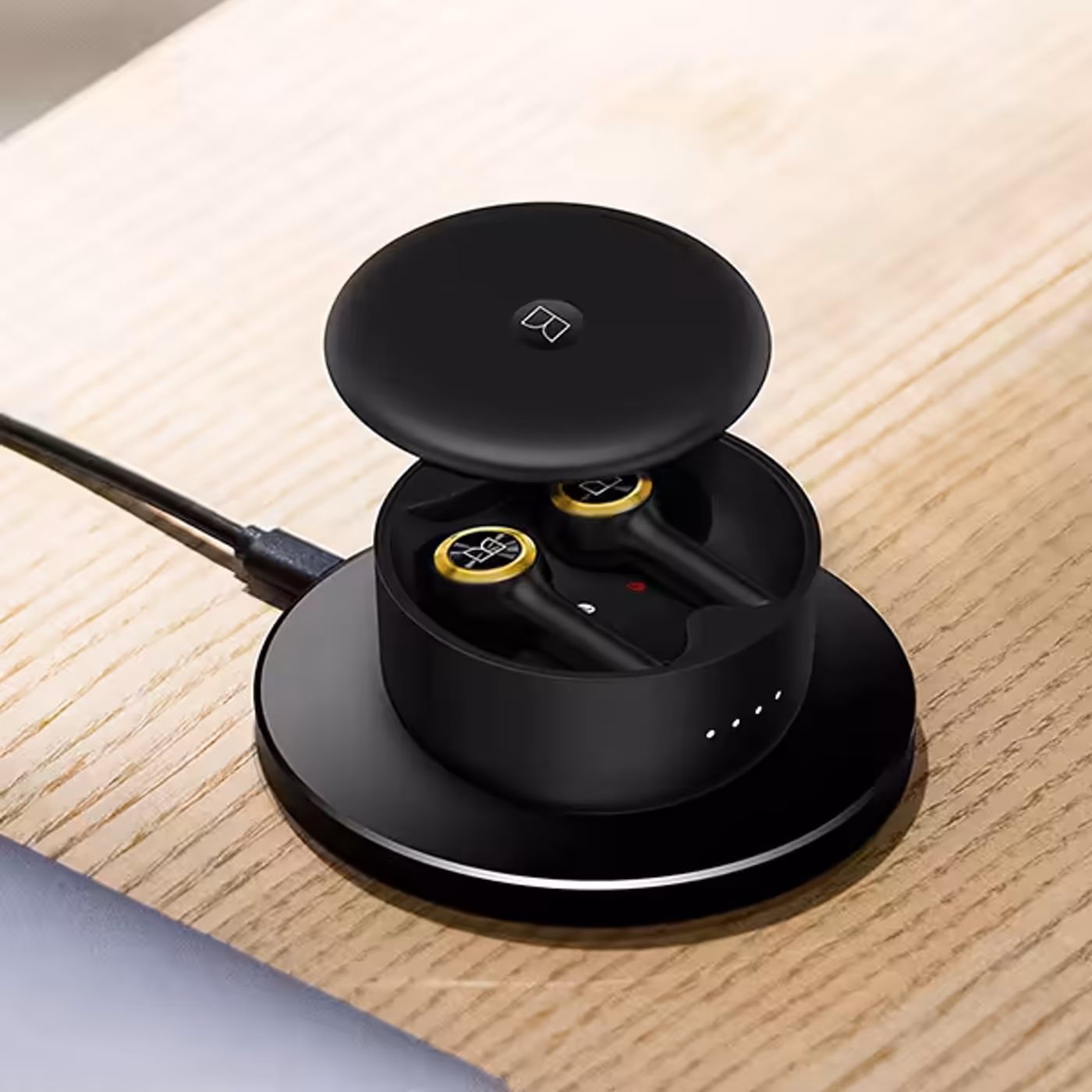Monster Clarity 102 AirLinks case resting on a wireless charging pad