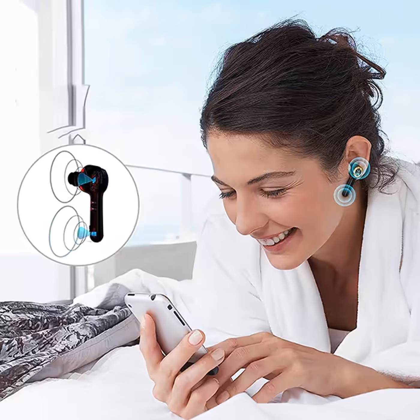 Monster Clarity 102 AirLinks earbud showing its microphone position