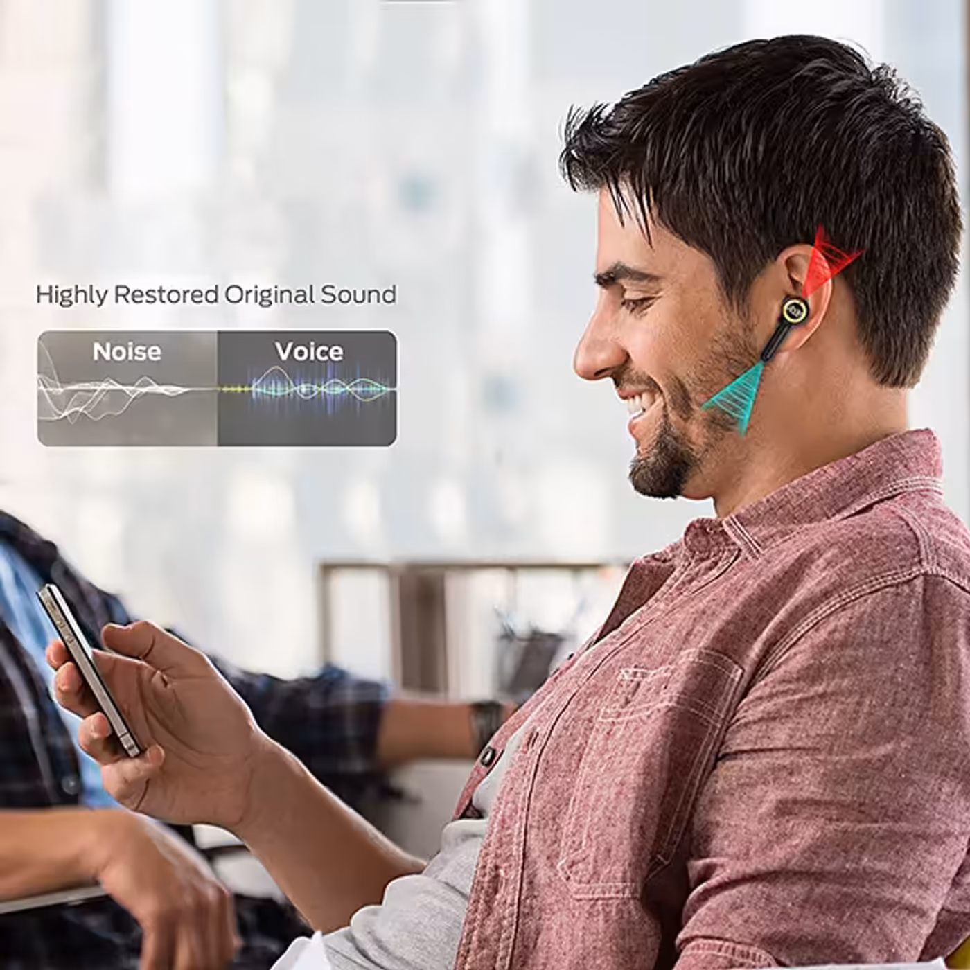 Pair of Monster Clarity 102 AirLinks earbuds shown in stereo configuration