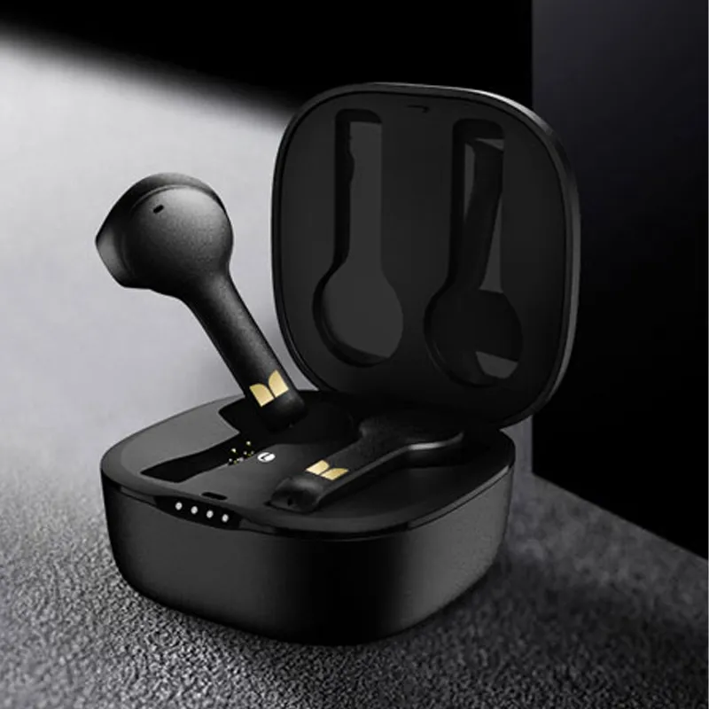 Monster Clarity 550 LT Wireless Earbuds in black with charging case, portable Bluetooth headphones