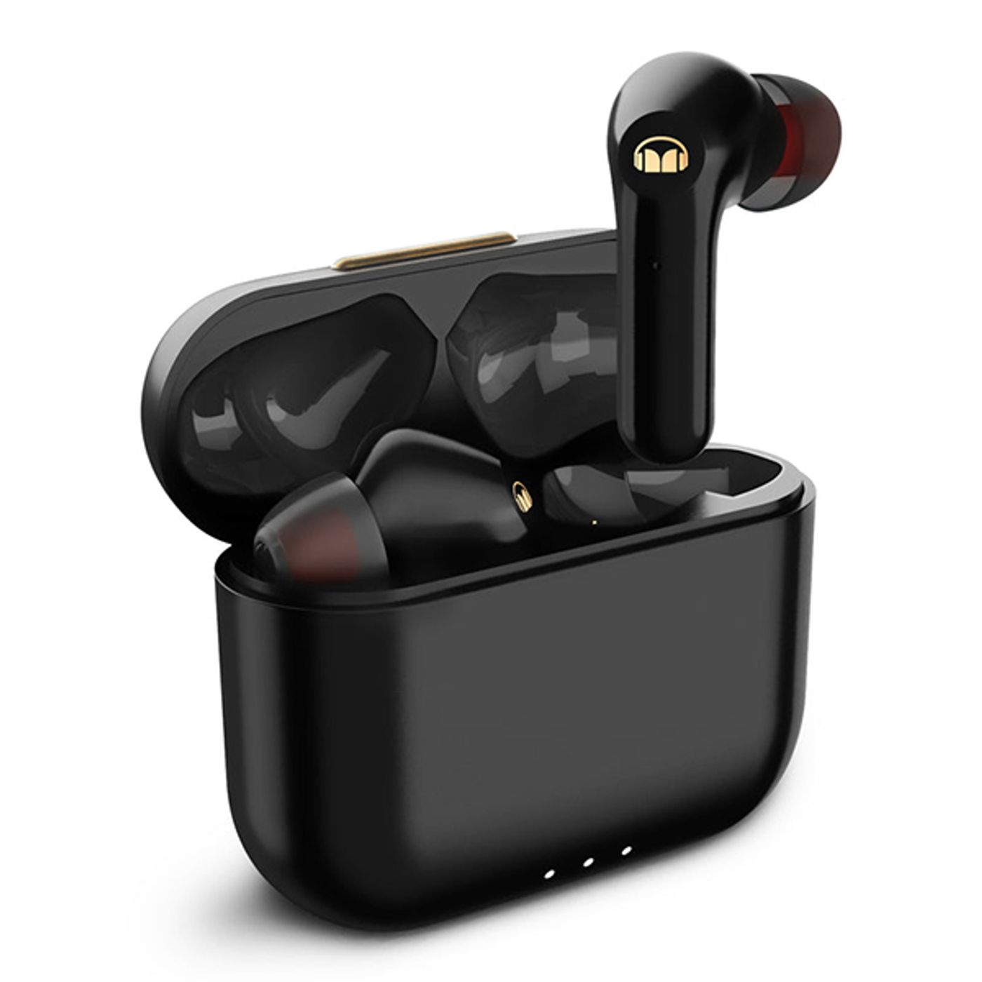 Monster Clarity 6.0 ANC wireless earbuds in black with charging case