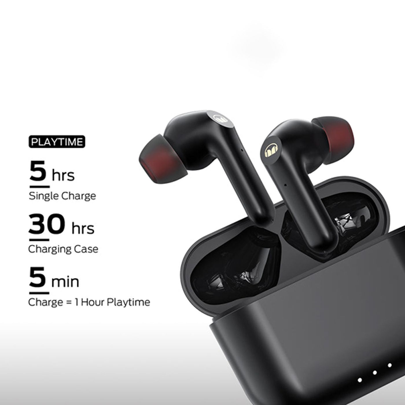 Monster Clarity 6.0 ANC earbuds shown with the microphone housing visible