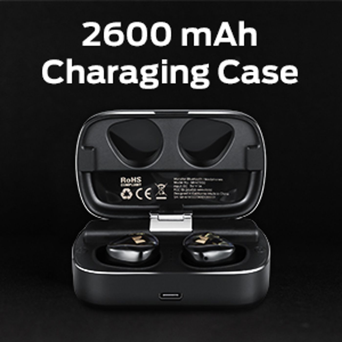 Monster Clarity 700DB charging case showing its battery capacity
