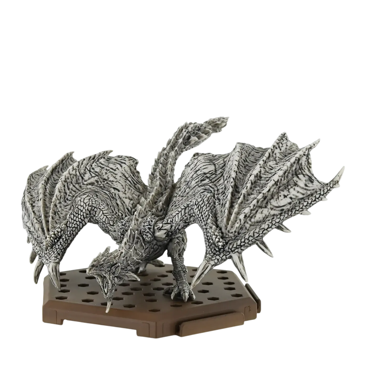 Monochrome stone-finish Monster Hunter figure showing sculpted detail