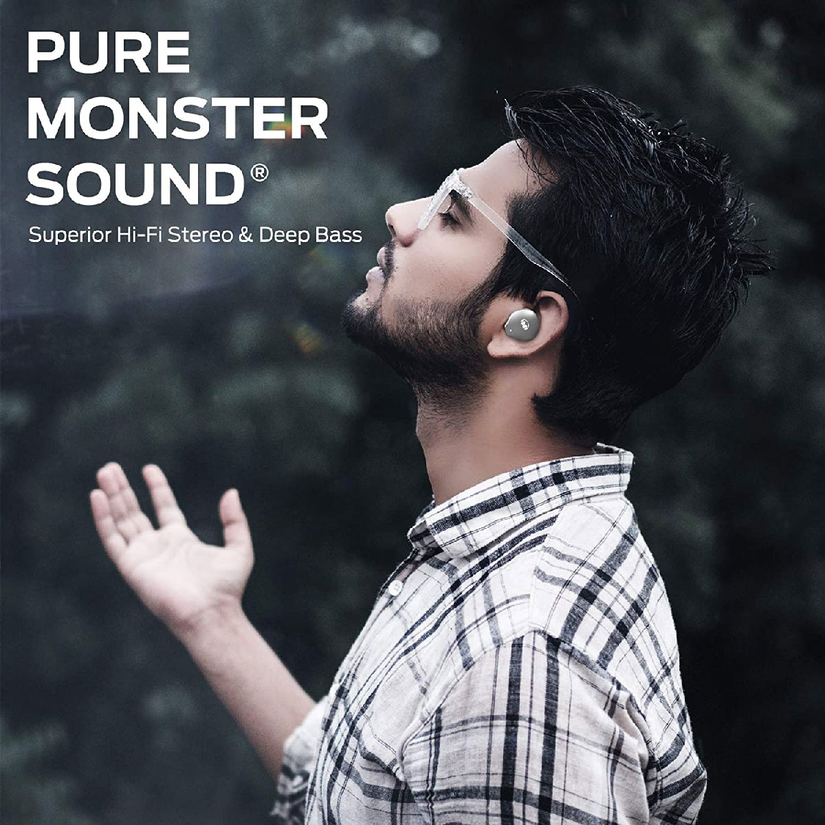 Side view of Monster Inspiration 700 ANC Wireless In-Ear Headphones in White