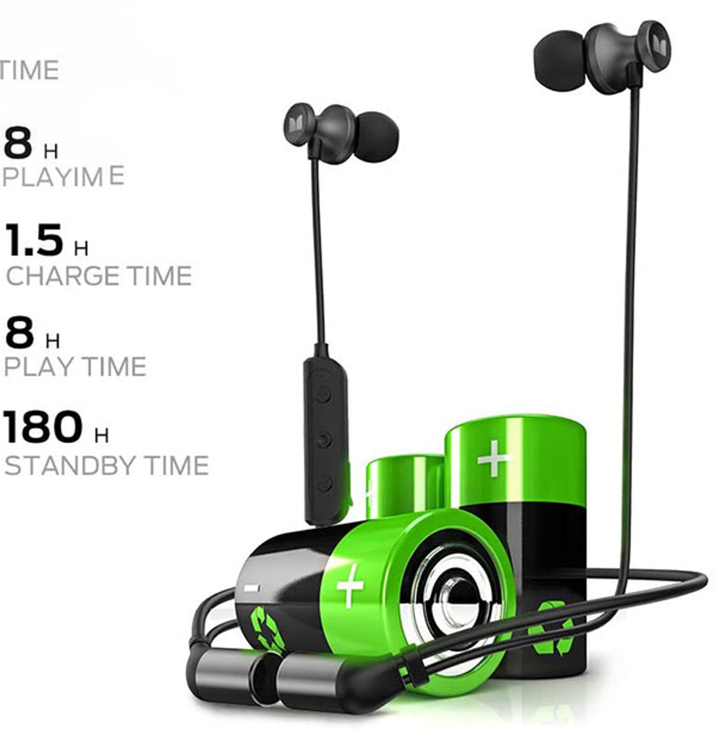 Monster iSport Solitaire worn around the neck with the earbuds magnetically joined