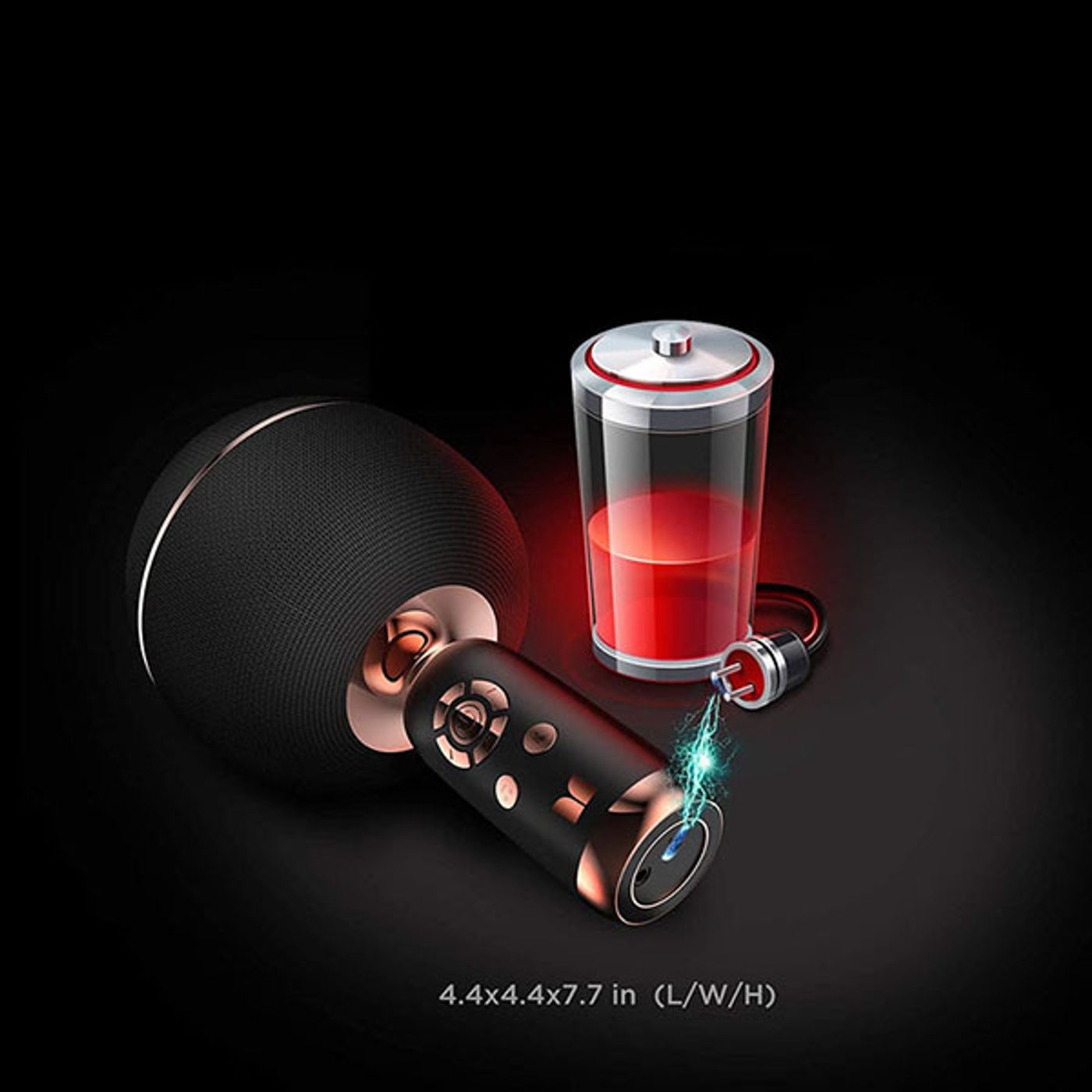 Compact black Monster M97 karaoke microphone shown at full length