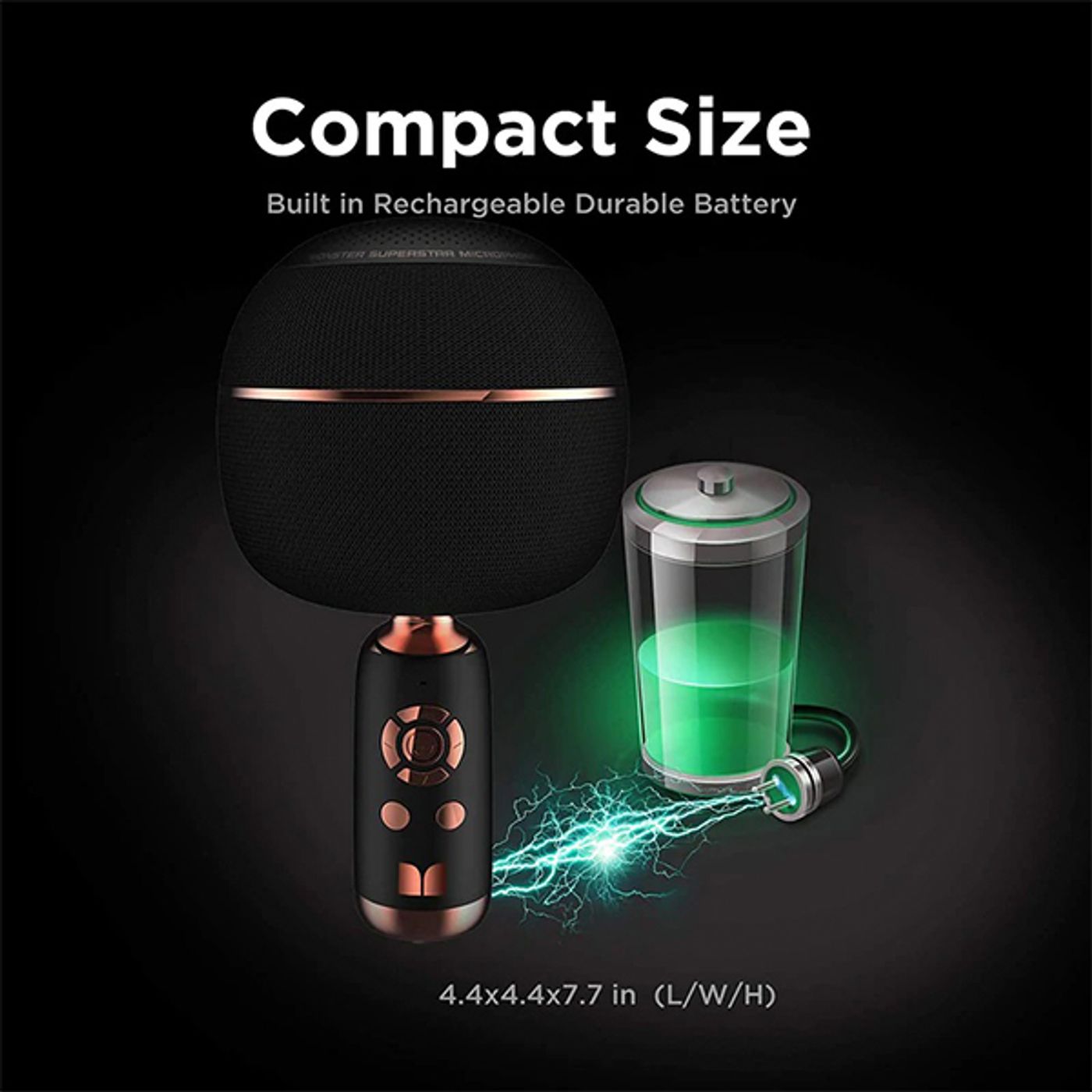 Monster M98 karaoke microphone connected wirelessly to a smartphone