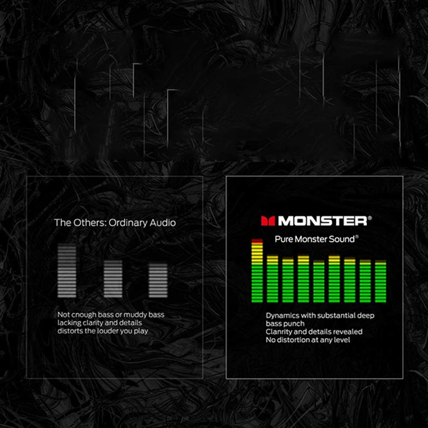 Monster S110 speaker shown playing music on a desk