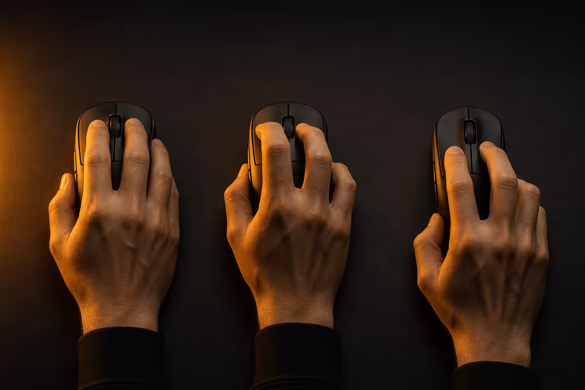 Mouse Grip Styles Palm Claw Fingertip