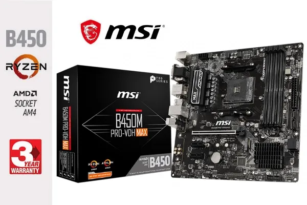 MSI B450M PRO-VDH Max Ryzen Motherboard - Best Deal - South Africa - image 1 MSI B450M PRO-VDH Max Ryzen Motherboard - Best Deal - South Africa - image 1