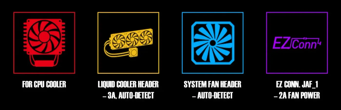 MSI motherboard layout showing strategically positioned pin-headers for system cooling and synchronization
