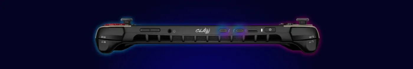 MSI Claw 8 AI Plus handheld with Thunderbolt 4 connectivity options