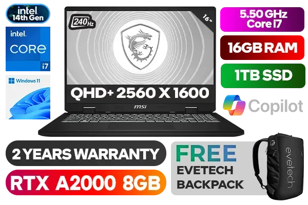 MSI CreatorPro M16 C14VJG RTX 2000 Core i7 Workstation Laptop - image 1 MSI CreatorPro M16 C14VJG RTX 2000 Core i7 Workstation Laptop - image 1