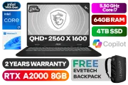 MSI CreatorPro M16 C14VJG RTX 2000 Core i7 Workstation Laptop with 64GB RAM & 4TB SSD - image 1