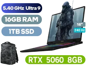 MSI Crosshair 16 HX AI D2XWFKG Intel Core Ultra 9 RTX 5060 Gaming Laptop - Image 1