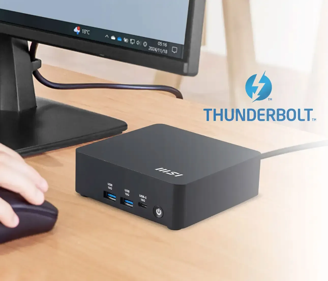 Portable Mini PC with Thunderbolt 4 connectivity in compact design