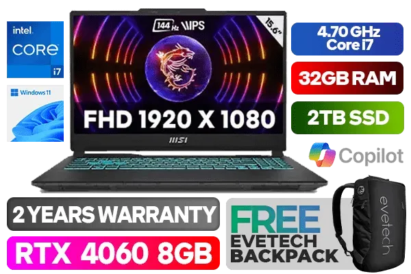MSI Cyborg 15 A12VF Intel Core i7 RTX 4060 Gaming Laptop With 32GB RAM & 2TB SSD - image 1 MSI Cyborg 15 A12VF Intel Core i7 RTX 4060 Gaming Laptop With 32GB RAM & 2TB SSD - image 1