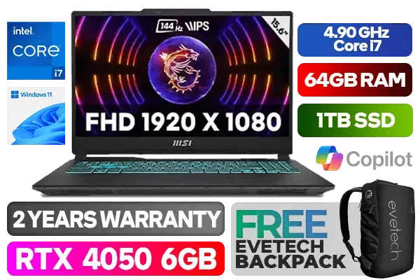 MSI Cyborg 15 A13VE Intel Core i7 RTX 4050 Gaming Laptop With 64GB RAM - image 1 MSI Cyborg 15 A13VE Intel Core i7 RTX 4050 Gaming Laptop With 64GB RAM - image 1